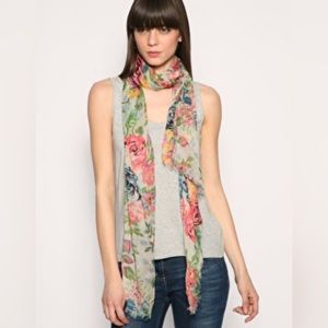 ASOS Floral Viscose Raw Edge Scarf 66” Long
